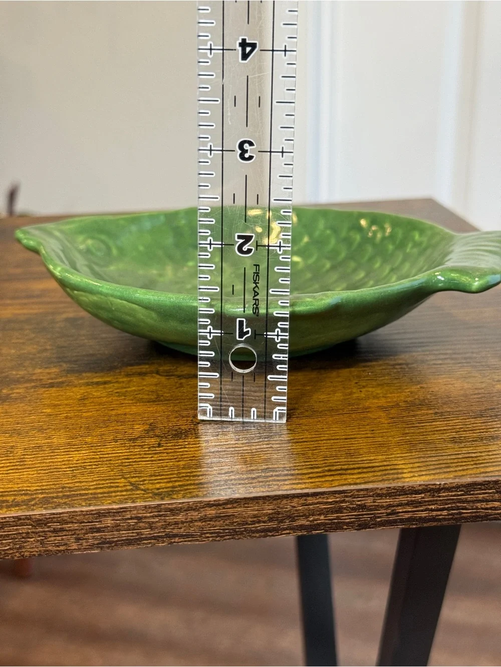 Handmade Green Glazed Ceramic Fish Dish Plate Studio Art Pottery Coastal Decor